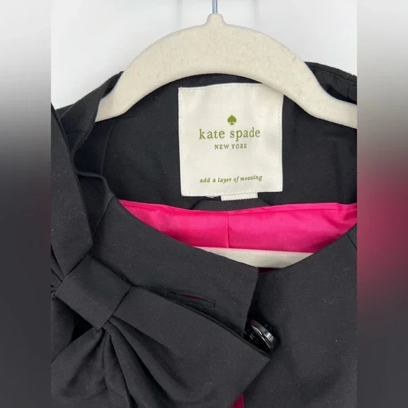 SOLD Kate Spade Kendall Black Bow Coat Size Medium - Picture 5 of 7
